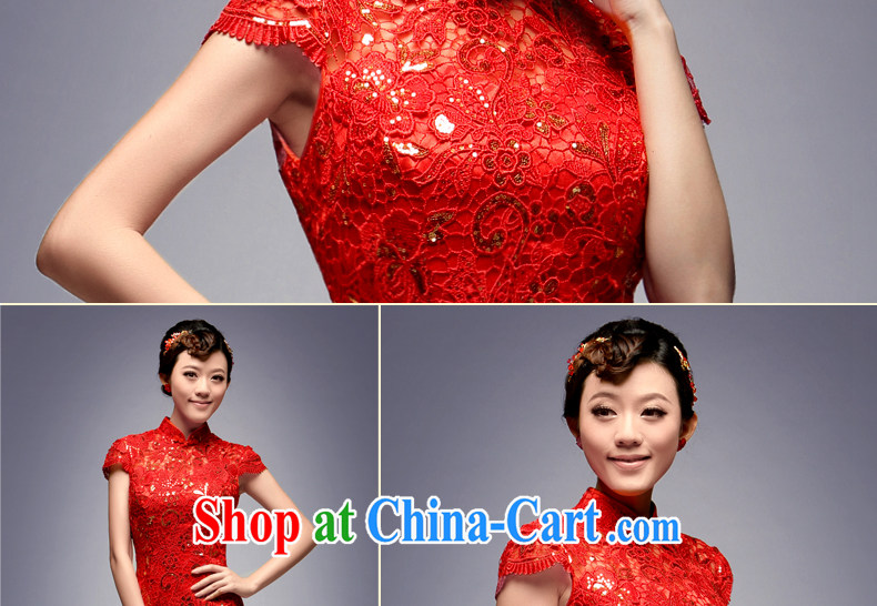 Dresses 2014 new autumn bridal dresses retro improved lace wedding dresses red bows clothes red L pictures, price, brand platters! Elections are good character, the national distribution, so why buy now enjoy more preferential! Health