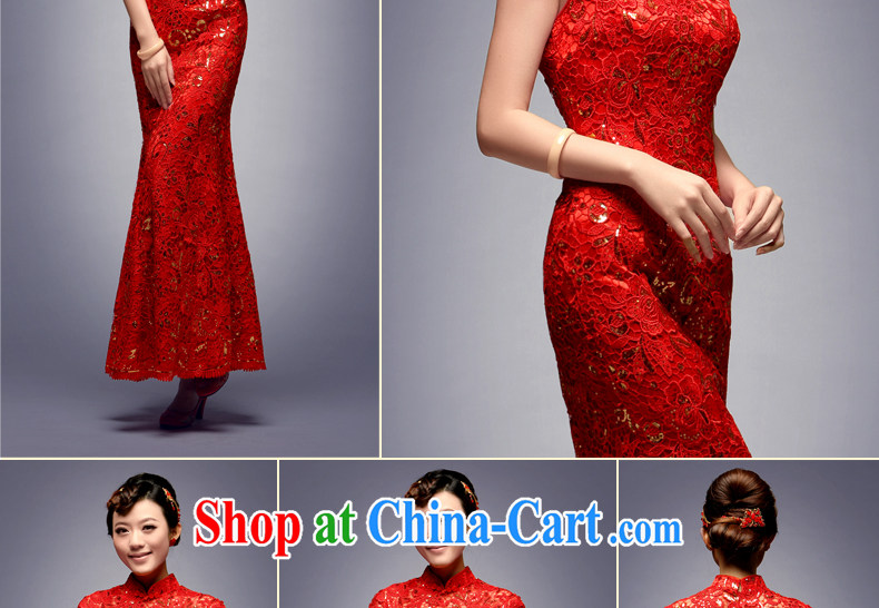 Dresses 2014 new autumn bridal dresses retro improved lace wedding dresses red bows clothes red L pictures, price, brand platters! Elections are good character, the national distribution, so why buy now enjoy more preferential! Health