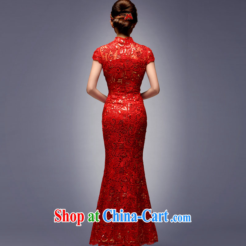 Dresses 2014 new autumn bridal dresses retro improved lace wedding dresses red bows clothes red L, fun, and shopping on the Internet
