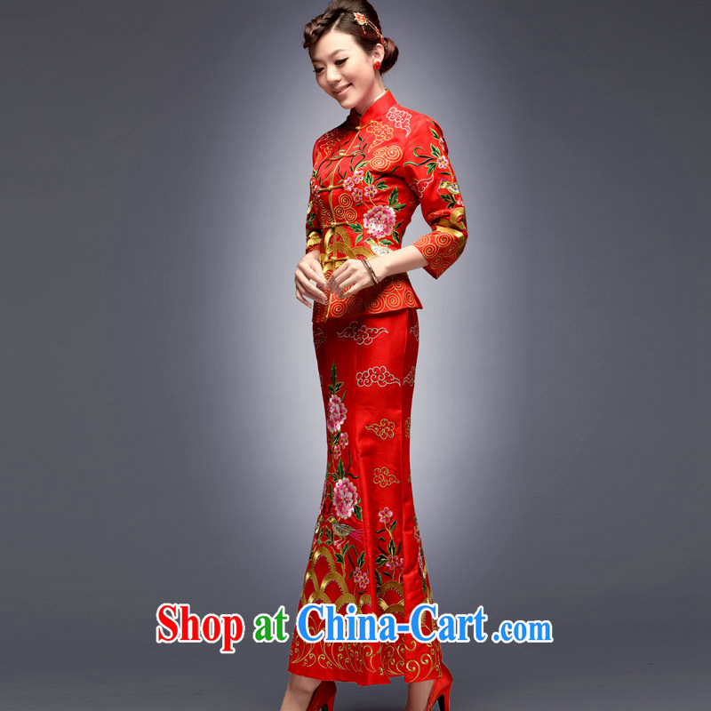 Dresses 2014 National wind long beauty, dress up in drag and drop at Merlion Chinese Embroidery toast clothing cheongsam red S pictures, price, brand platters! Elections are good character, the national distribution, so why buy now enjoy more preferential! Health