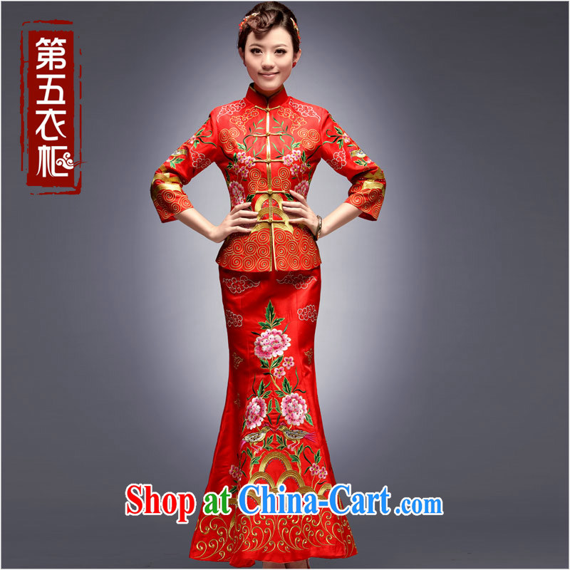 Dresses 2014 National wind beauty long dress up in drag and drop at Merlion Chinese Embroidery toast clothing cheongsam red S, fun, and shopping on the Internet