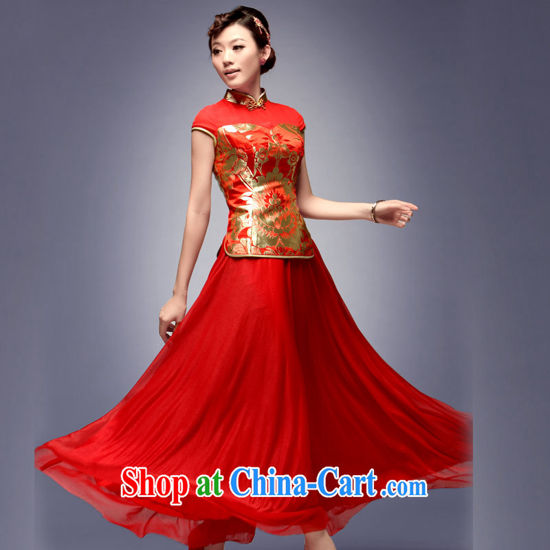Dresses 2014 new autumn bridal cheongsam dress upscale retro improved stylish long, cultivating their bows red L, music, and shopping on the Internet