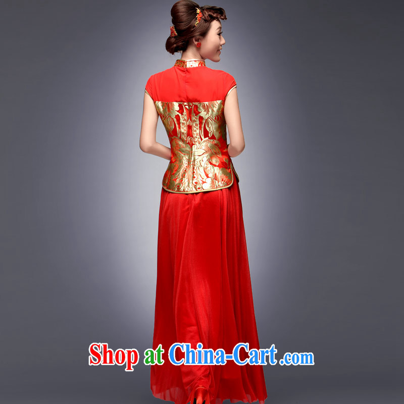 Dresses 2014 new autumn bridal cheongsam dress upscale retro improved stylish long, cultivating their bows red L, music, and shopping on the Internet