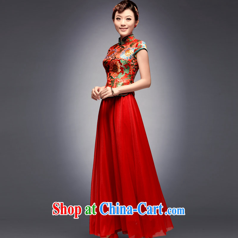 Dresses 2014 new autumn bridal retro red wedding dresses marriage, long serving toast cheongsam red L, music, traditional costumes/Tang, and shopping on the Internet