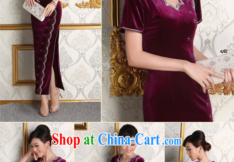 Dresses 2014 autumn bride's mother's wedding dress and elegant purple long temperament velvet cheongsam dress purple XXL pictures, price, brand platters! Elections are good character, the national distribution, so why buy now enjoy more preferential! Health
