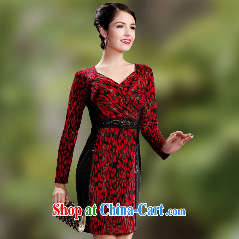 Dresses 2014 fall and winter with new wool long-sleeved video thin, elderly mother wedding dresses dress maroon M, since in that shopping on the Internet