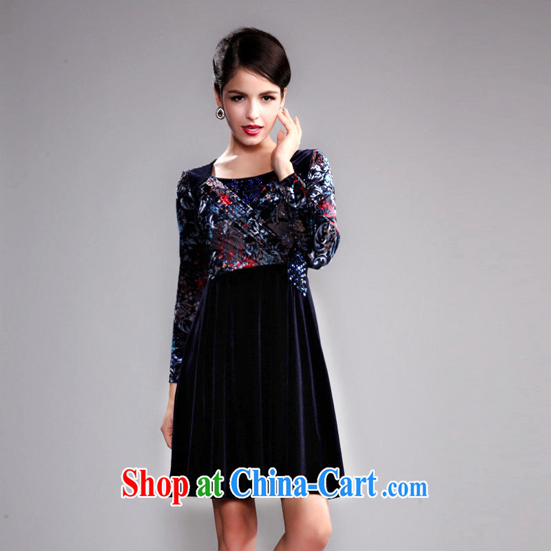 Dresses fall 2014 new lace long-sleeved beauty MOM dresses wool staple Pearl series spelling and skirt blue 4 XL pictures, price, brand platters! Elections are good character, the national distribution, so why buy now enjoy more preferential! Health