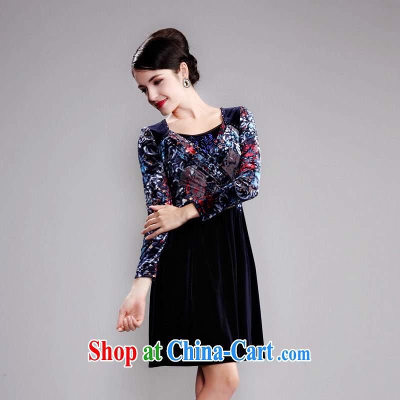 Dresses fall 2014 new lace long-sleeved beauty MOM dresses wool staple Pearl series spelling and skirt blue 4 XL pictures, price, brand platters! Elections are good character, the national distribution, so why buy now enjoy more preferential! Health