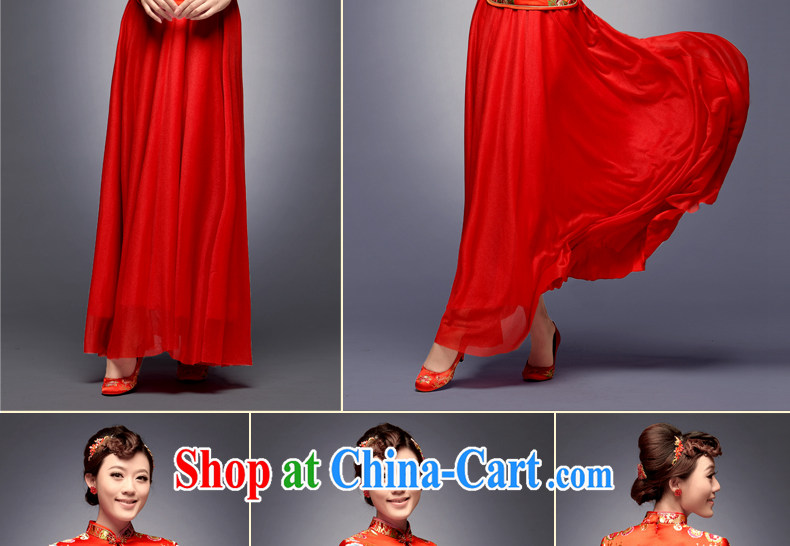 Dresses fall 2014 new tray snap embroidery antique dress long red stylish marriage improved cheongsam dress red S pictures, price, brand platters! Elections are good character, the national distribution, so why buy now enjoy more preferential! Health