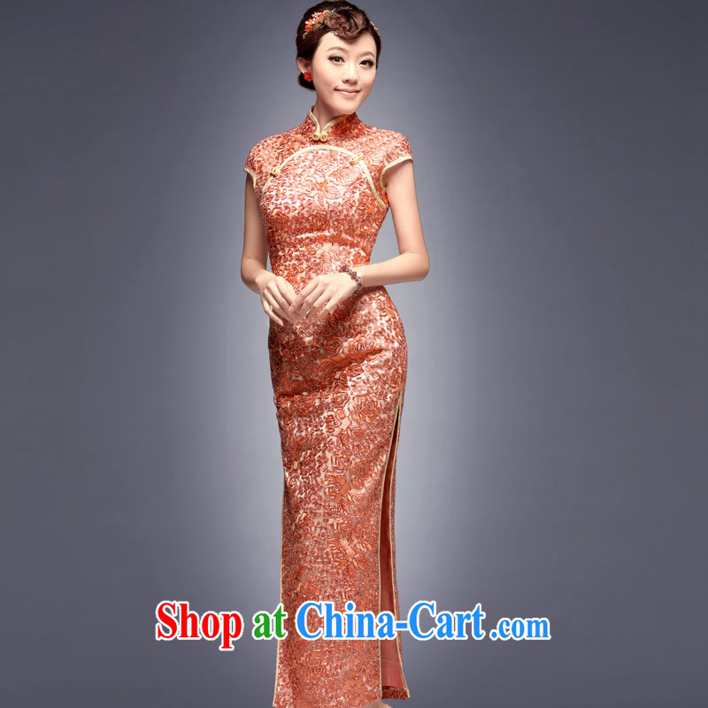 Dresses fall 2014 load, Evening Dress retro bridesmaid high load pink Chinese long marriage dresses orange toner XXL, the cheongsam/Tang, and shopping on the Internet