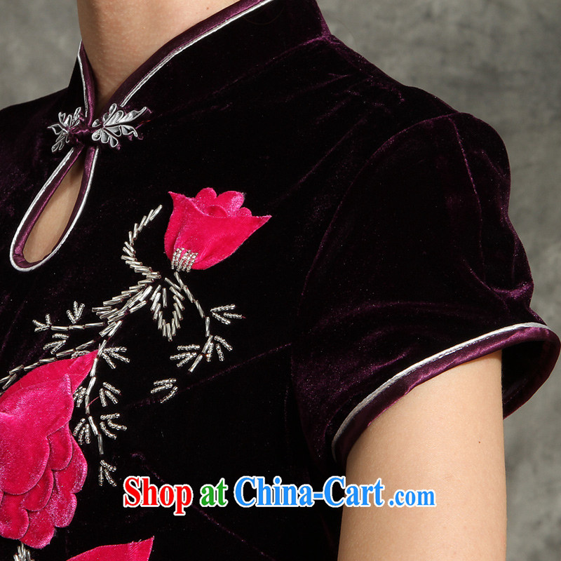 Velvet cheongsam qipao 2014 summer, older XL wedding mom is short, festive dress purple L pictures, price, brand platters! Elections are good character, the national distribution, so why buy now enjoy more preferential! Health