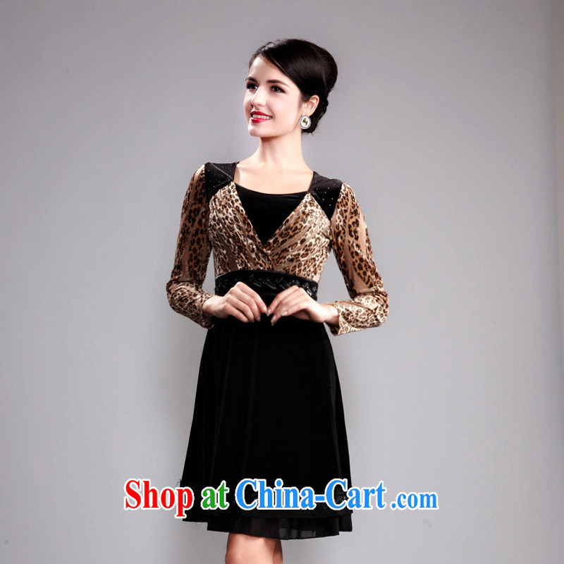 Dresses fall 2014 Leopard long-sleeved in cultivating older mothers dresses wool staple Pearl series spelling and skirt brown 4 XL pictures, price, brand platters! Elections are good character, the national distribution, so why buy now enjoy more preferential! Health
