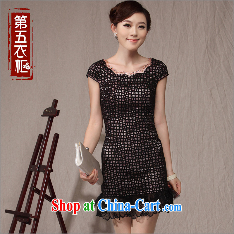 Dresses beauty graphics thin sexy Chinese Dress dress 2014 New Women Fashion improved daily cheongsam dress black XXL