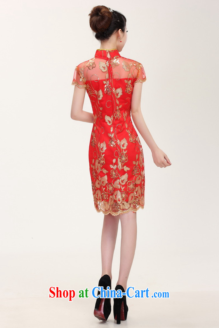 The Autumn new bride toast wedding dress back doors female Chinese dinner dress cheongsam Chinese improved lace Openwork dresses red XXL pictures, price, brand platters! Elections are good character, the national distribution, so why buy now enjoy more preferential! Health