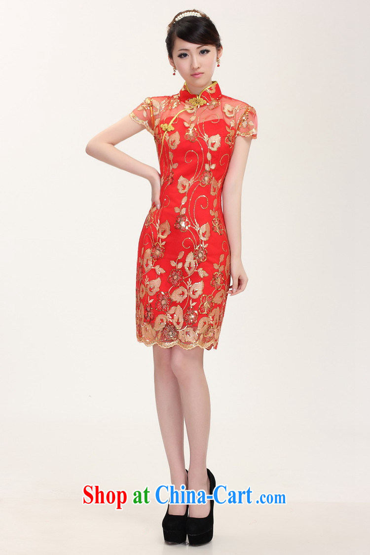 The Autumn new bride toast wedding dress back doors female Chinese dinner dress cheongsam Chinese improved lace Openwork dresses red XXL pictures, price, brand platters! Elections are good character, the national distribution, so why buy now enjoy more preferential! Health