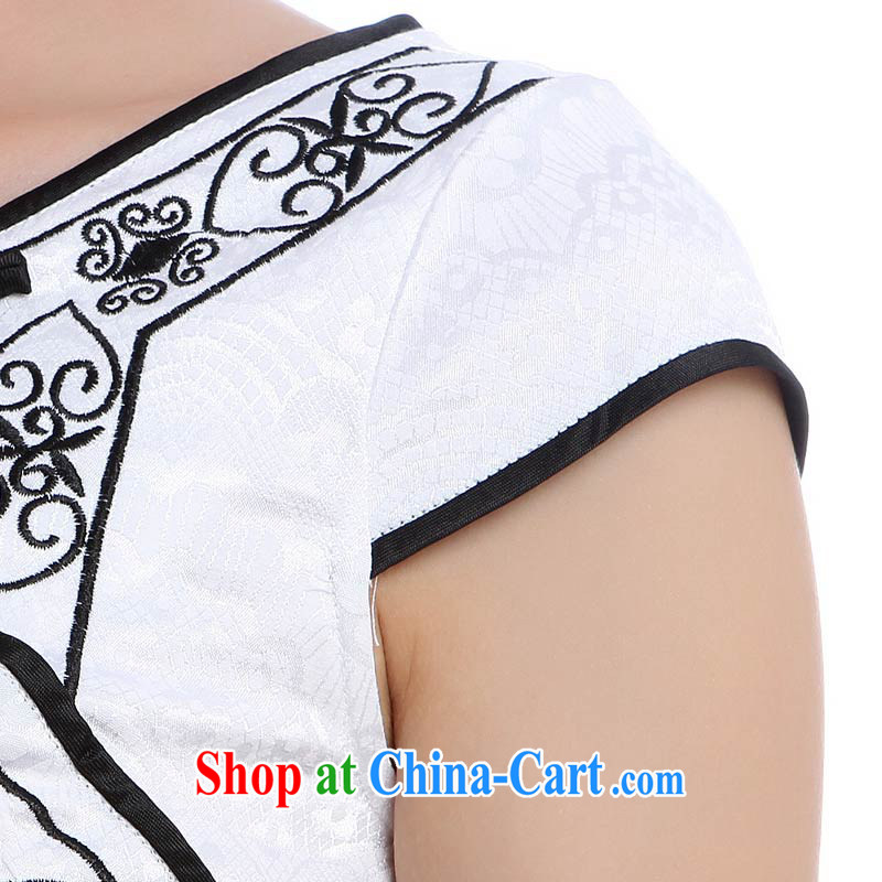 2014 new dresses summer no short-sleeved short black embroidered white sexy cheongsam dress K 5927 white XXL pictures, price, brand platters! Elections are good character, the national distribution, so why buy now enjoy more preferential! Health
