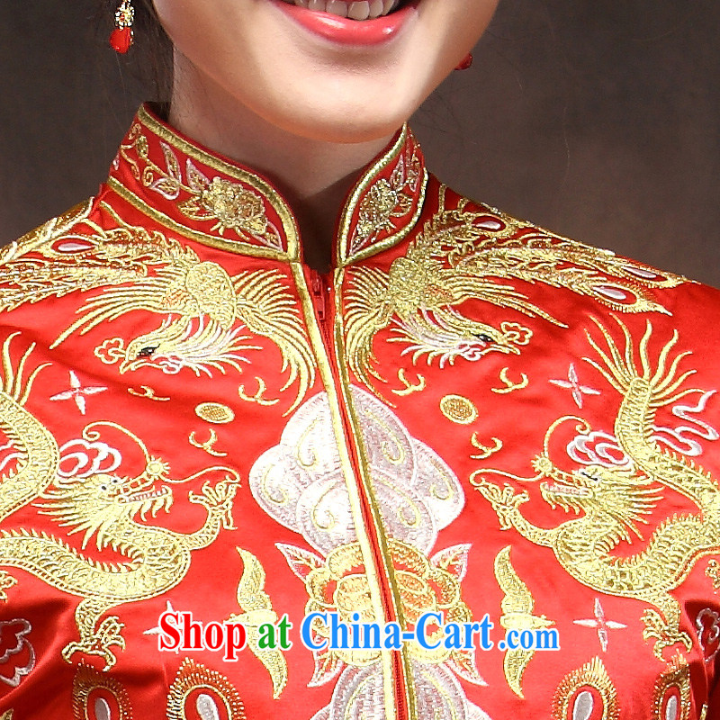 Classical Chinese classical beauty wedding dresses and Silver Dragon line of skirts and Red Pearl manually use toast after serving red XXL, music, and shopping on the Internet
