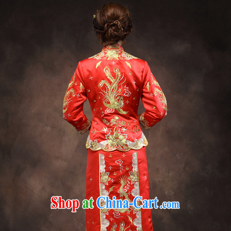 Classical Chinese classical beauty wedding dresses and Silver Dragon line of skirts and Red Pearl manually use toast after serving red XXL, music, and shopping on the Internet