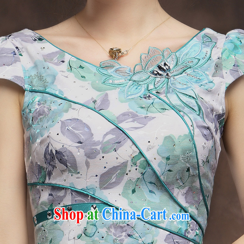 201 new paragraph 4 cheongsam dress summer stylish improved sense of short, cultivating embroidery girls daily qipao orange toner XXL, music, dresses/Tang, and shopping on the Internet