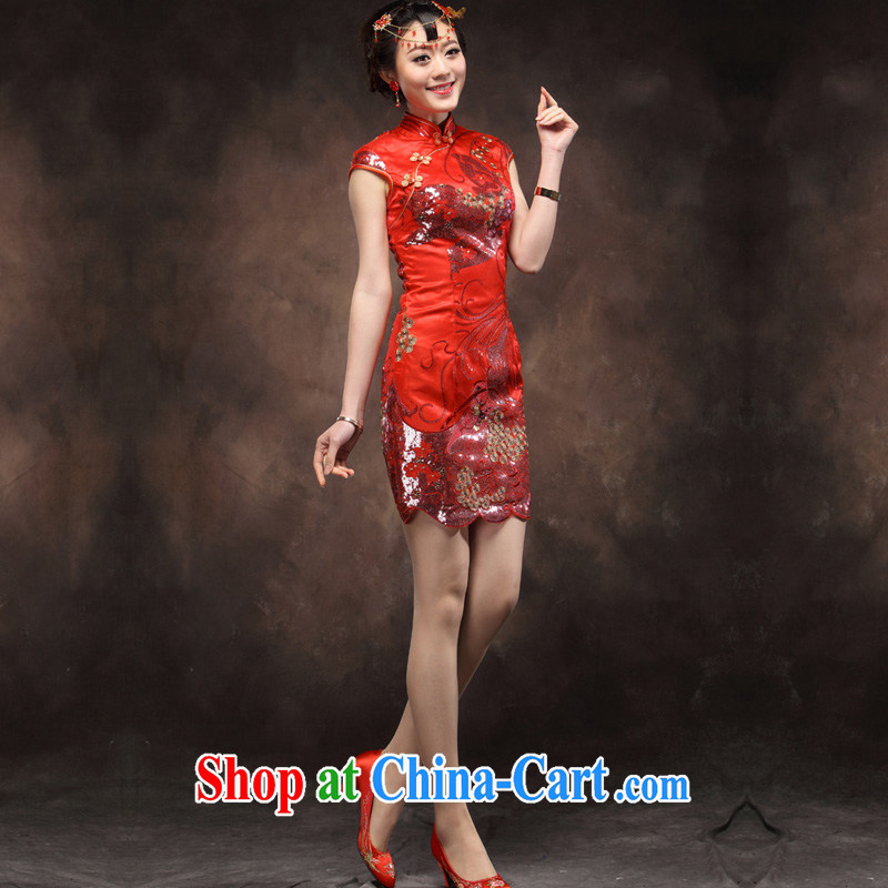 Toasting service 2014 new Bridal Fashion red marriage Chinese Antique short cheongsam embroidery back door red XXL pictures, price, brand platters! Elections are good character, the national distribution, so why buy now enjoy more preferential! Health