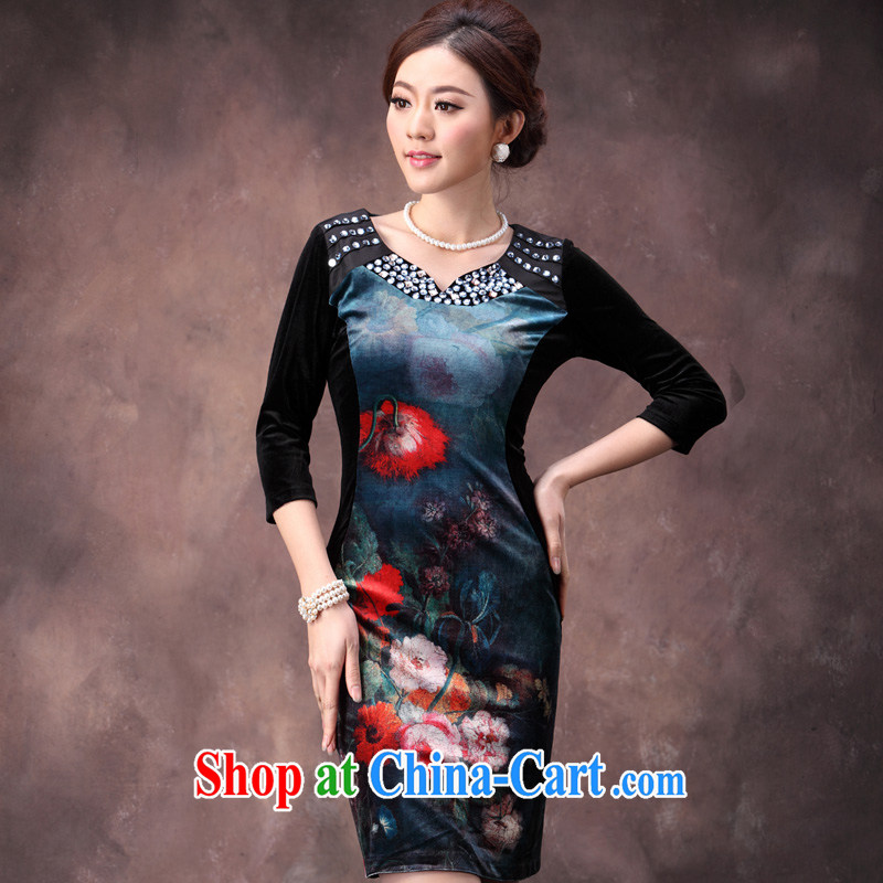 Plush robes fall, summer 2014 new stamp duty round-neck collar, waist improved stylish dress early autumn new package XXXL suit, since in that Internet shopping