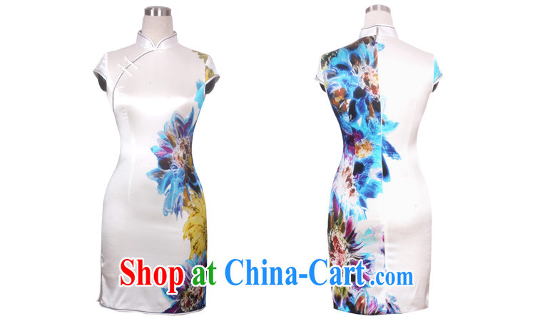 2014 New Silk Cheongsam sauna silk thin single layer white sexy short improved stylish summer floral displays white carnations XXL pictures, price, brand platters! Elections are good character, the national distribution, so why buy now enjoy more preferential! Health