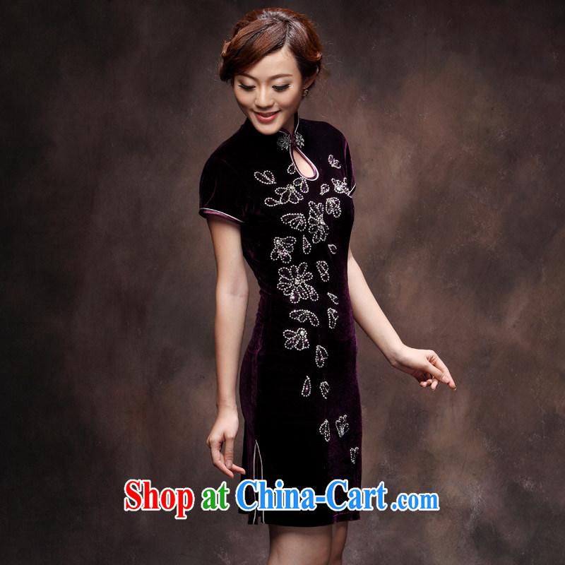 Plush robes 2014 new autumn wedding wedding the code beauty and stylish MOM wedding Chinese qipao purple 4 XL, music, and shopping on the Internet