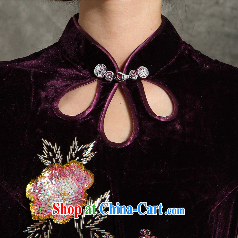 Velvet cheongsam qipao retro long, autumn, summer 2014 nail Pearl banquet name Yuan zipper dress purple (no Cape) 4 XL pictures, price, brand platters! Elections are good character, the national distribution, so why buy now enjoy more preferential! Health