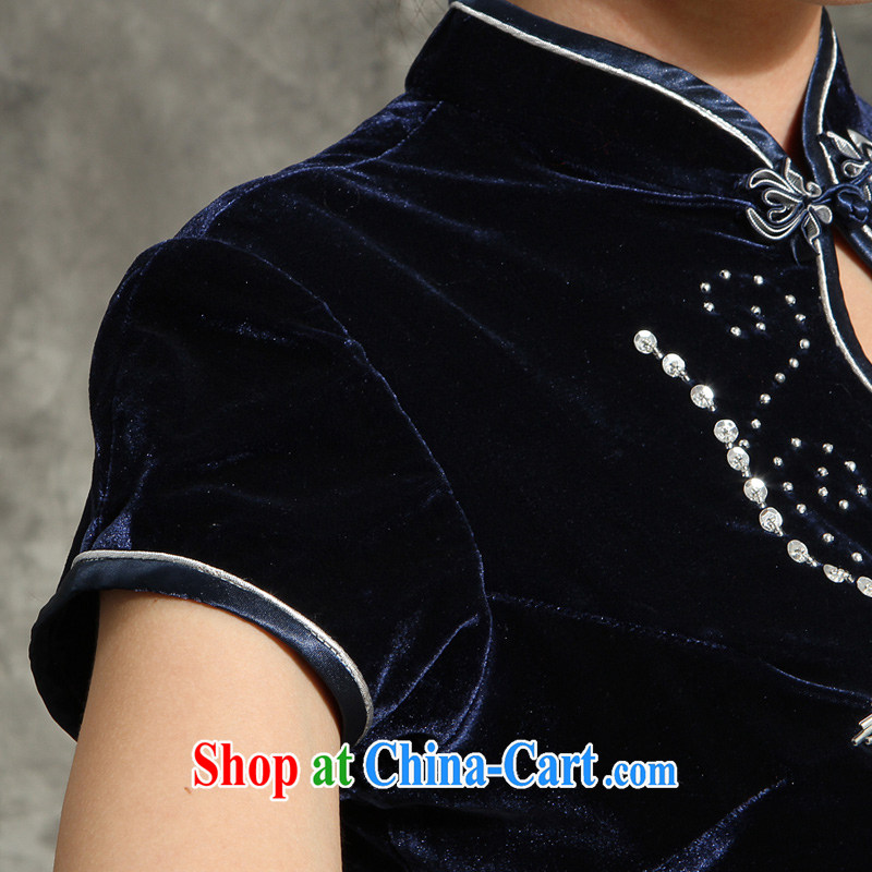 Dresses wool staple Pearl dresses wedding banquet middle-aged large, Mom is short, short-sleeved gown 355 dark blue (no cape) 4 XL pictures, price, brand platters! Elections are good character, the national distribution, so why buy now enjoy more preferential! Health