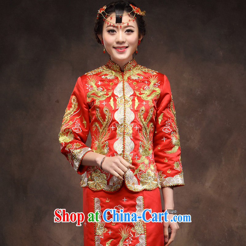 Toasting service 2014 new bridal red long Chinese Antique dress of gold and silver thread use phoenix marriage dresses red XXL pictures, price, brand platters! Elections are good character, the national distribution, so why buy now enjoy more preferential! Health