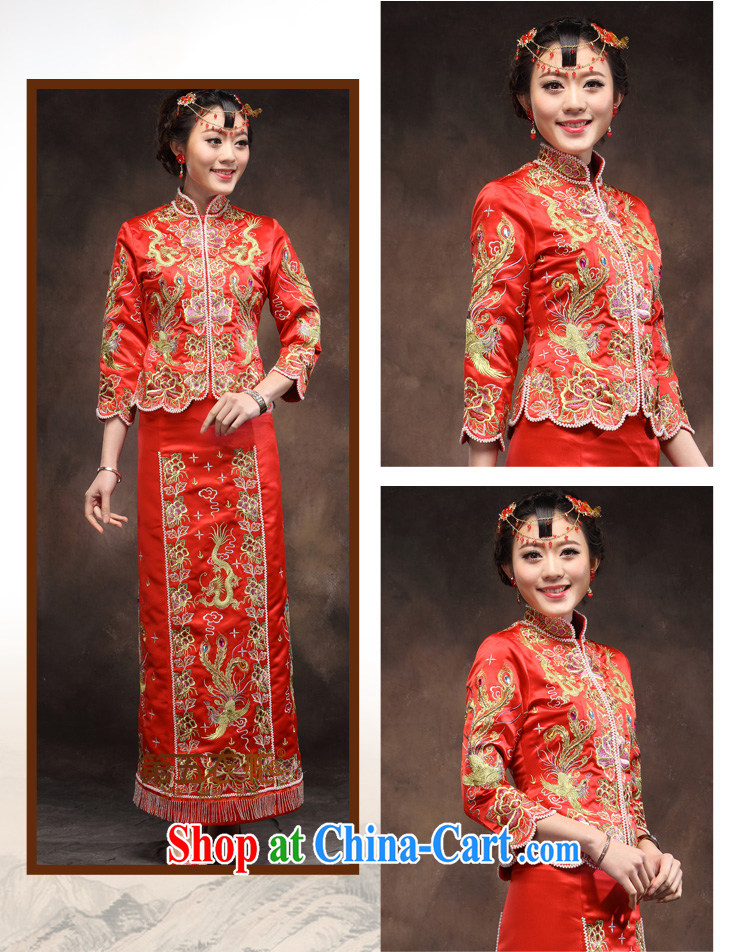 Toast serving marriages Red Gold and Silver Thread Phoenix cheongsam use manual show reel service dress and wedding dresses red XXL pictures, price, brand platters! Elections are good character, the national distribution, so why buy now enjoy more preferential! Health