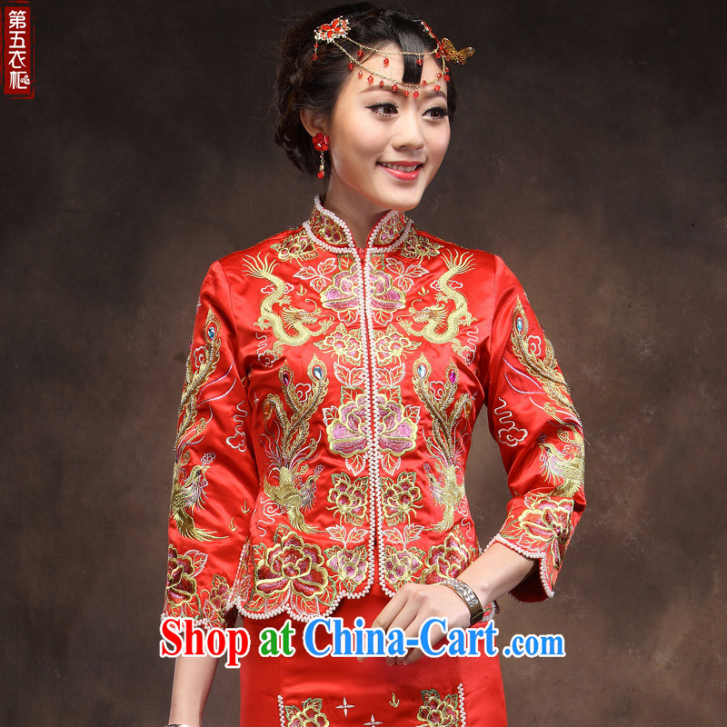 Toast serving marriages Red Gold and Silver Thread Phoenix cheongsam dress use manually-su Wo service dress and wedding dresses red XXL, music, dresses/Tang, and shopping on the Internet