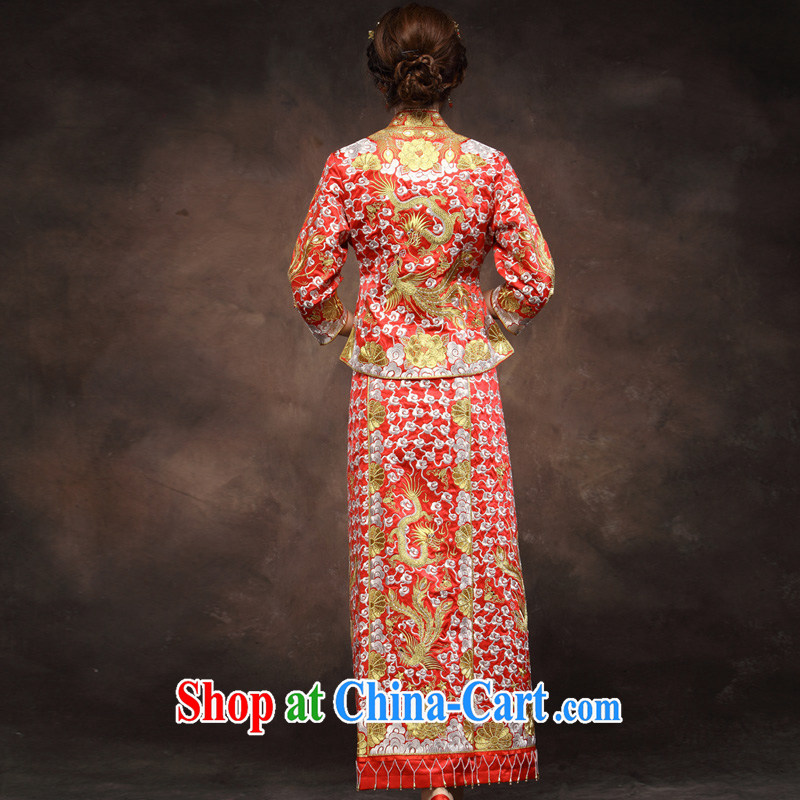 Toast clothing 2014 New Red marriage online Gold and Silver Dragon in use in 5 skirts and retro married Yi Long cheongsam red XXL pictures, price, brand platters! Elections are good character, the national distribution, so why buy now enjoy more preferential! Health