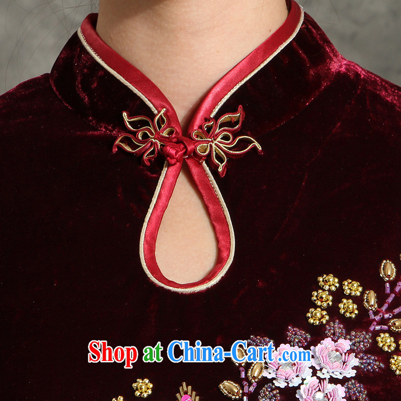 Velvet qipao staple-ju long cheongsam retro Chinese wedding banquet, the older mom with 346 maroon 4 XL pictures, price, brand platters! Elections are good character, the national distribution, so why buy now enjoy more preferential! Health