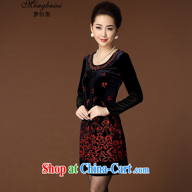 Let Bai colorful 2015 reload XL temperament, wool dresses and stylish stamp middle-aged mother with QP #202 black 4 XL dream Bai beauty, shopping on the Internet
