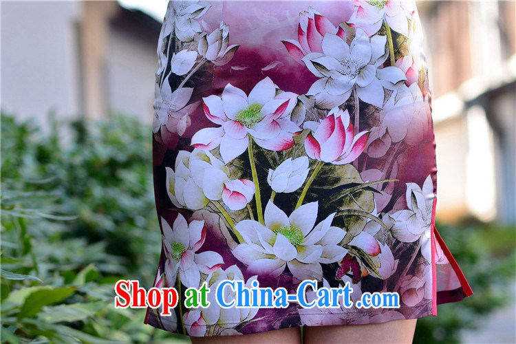 flouncing skirt, 2014 new heavy Silk Cheongsam upscale silk short-sleeved refined and elegant and stylish dresses violet S (7 days no reason for replacement) pictures, price, brand platters! Elections are good character, the national distribution, so why buy now enjoy more preferential! Health