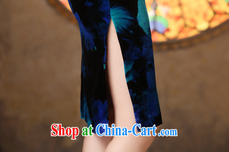 Night birds spring 2014 new gold velour, improved long-sleeved wedding dresses mother in long cheongsam dress blue (no lining) XXXL pictures, price, brand platters! Elections are good character, the national distribution, so why buy now enjoy more preferential! Health