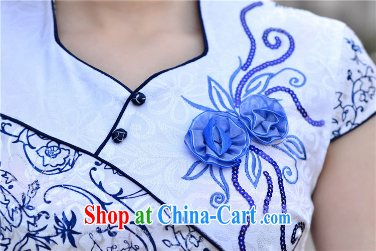 Summer 2014 New National wind Stylish retro minimalist College wind Chinese improved cultivating short-sleeve cheongsam dress light blue XXL pictures, price, brand platters! Elections are good character, the national distribution, so why buy now enjoy more preferential! Health