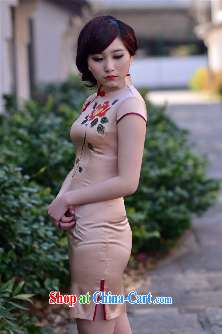 Peony Pavilion note 2014 new heavy silk high quality silk short-sleeved improved stylish retro ethnic wind outfit light brown S pictures, price, brand platters! Elections are good character, the national distribution, so why buy now enjoy more preferential! Health