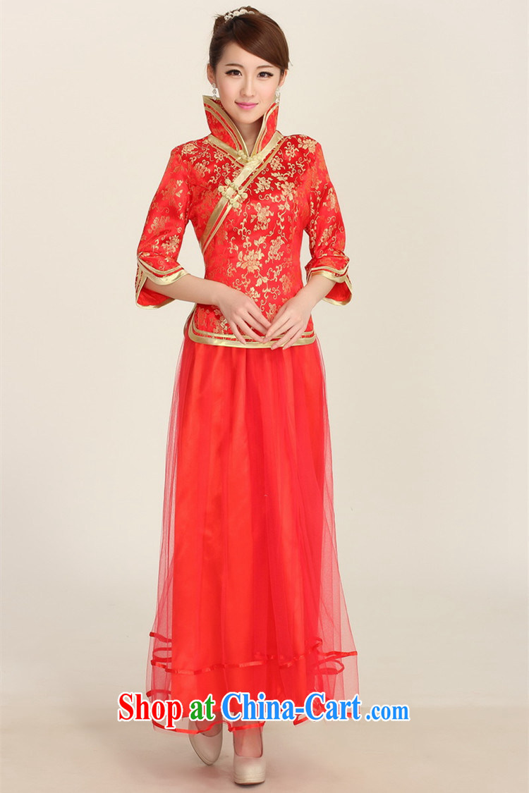 Shez &live autumn new bride toast wedding dress back doors female Chinese dinner dress cheongsam Chinese long improved cheongsam red XXL pictures, price, brand platters! Elections are good character, the national distribution, so why buy now enjoy more preferential! Health