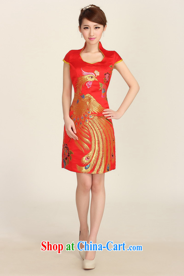 Shez &live autumn new bride toast wedding dress back doors new stylish cheongsam dress improved short dresses red dress red XXL pictures, price, brand platters! Elections are good character, the national distribution, so why buy now enjoy more preferential! Health