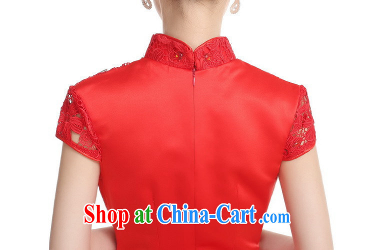 Shez &live autumn new bride toast wedding dress back doors dinner dress cheongsam Chinese improved cultivation lace cheongsam long red XXL pictures, price, brand platters! Elections are good character, the national distribution, so why buy now enjoy more preferential! Health