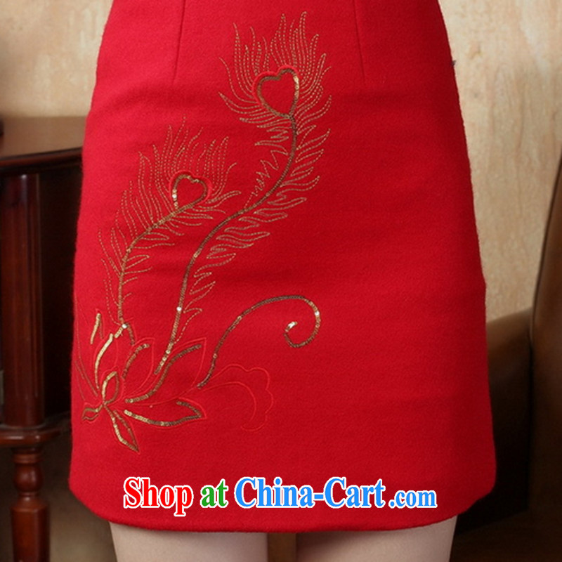 spend the winter New Tang Women's clothes, cheongsam collar Chinese improved classical winter dresses costumes short cheongsam red 2 XL, spend figure, and shopping on the Internet