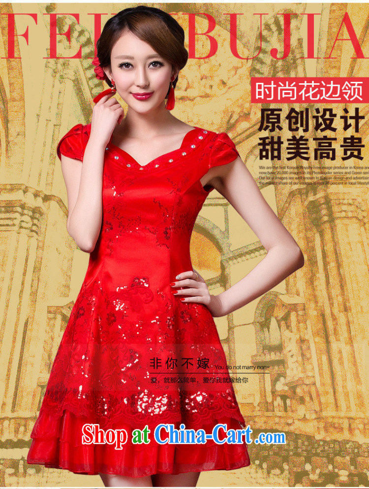 Non-you don't marry summer red wedding dress bridal short lace bows serving Chinese improved retro dresses dresses L pictures, price, brand platters! Elections are good character, the national distribution, so why buy now enjoy more preferential! Health