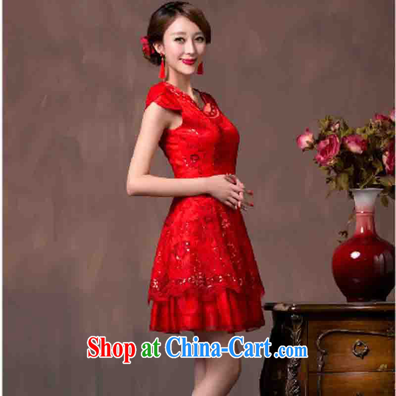 Non-you don't marry summer red wedding dress bridal short lace bows serving Chinese improved retro dresses dresses L, non-you are not married, and shopping on the Internet