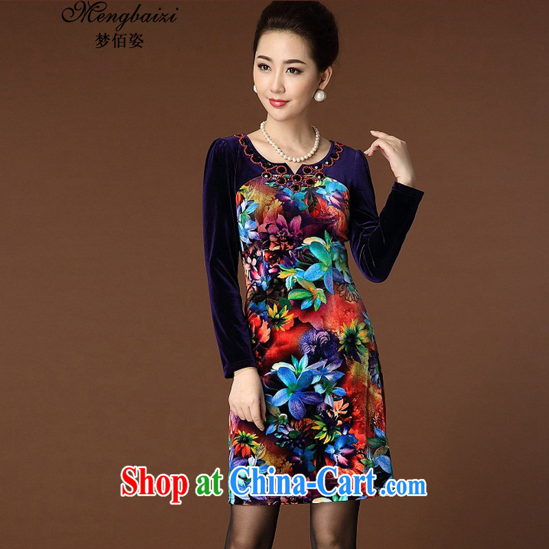 Let Bai colorful 2015 new stamp nail Pearl XL style velvet dress with her mother JQP 203 #100 3 XXXL dream Bai beauty, and shopping on the Internet