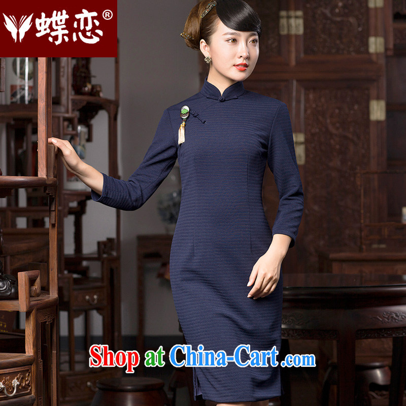 Butterfly Lovers 2015 spring new stylish improved temperament cheongsam dress retro elegant Chinese qipao 49,065 Tibetan cyan M, Butterfly Lovers, shopping on the Internet