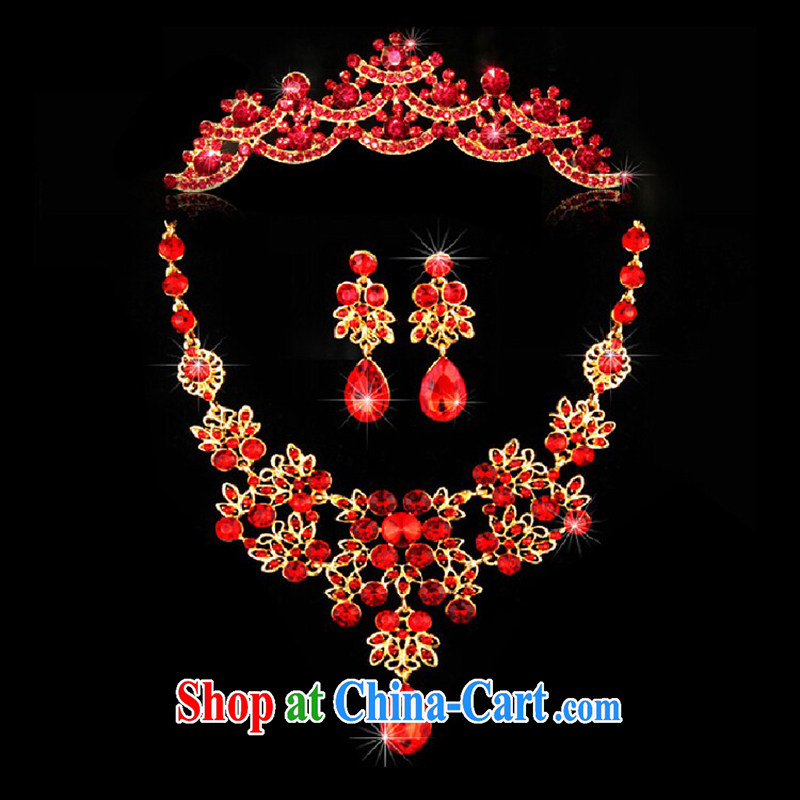 Honey, bride 2015 New Red necklace earrings Crown accessory bridal wedding tiaras and jewelry water drilling wedding dresses dresses jewelry red, honey, bride, shopping on the Internet