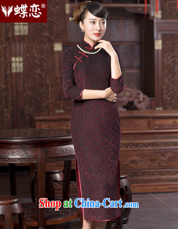 Butterfly Lovers 2015 spring new lace wool composite cheongsam dress improved stylish long cheongsam dress Pearl 49,069 the wall close XL