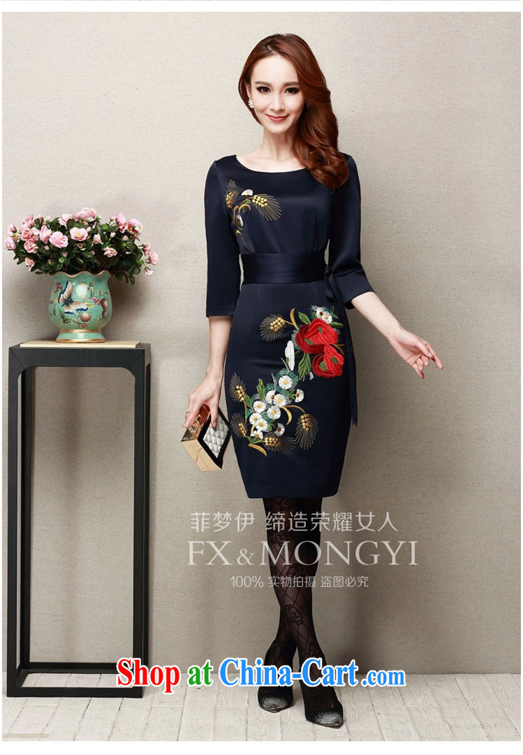 Wen Min autumn 2014 the new elegant style evening gown embroidery cheongsam dress girls 8905 half blue XXXL pictures, price, brand platters! Elections are good character, the national distribution, so why buy now enjoy more preferential! Health